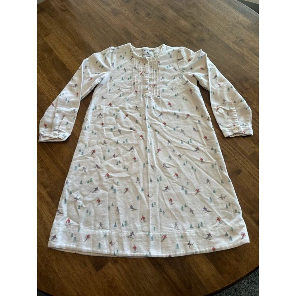 Petite Plume Girls Size 5 Après Ski Skier Flannel Nightgown Winter Pajamas